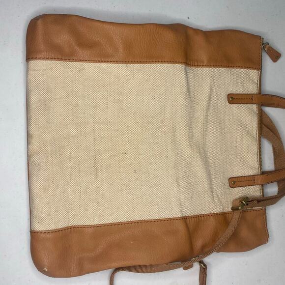 Fossil Large Crossbody Messenger Shoulder Bag Canvas Tan Brown Boho - Picture 5 of 12